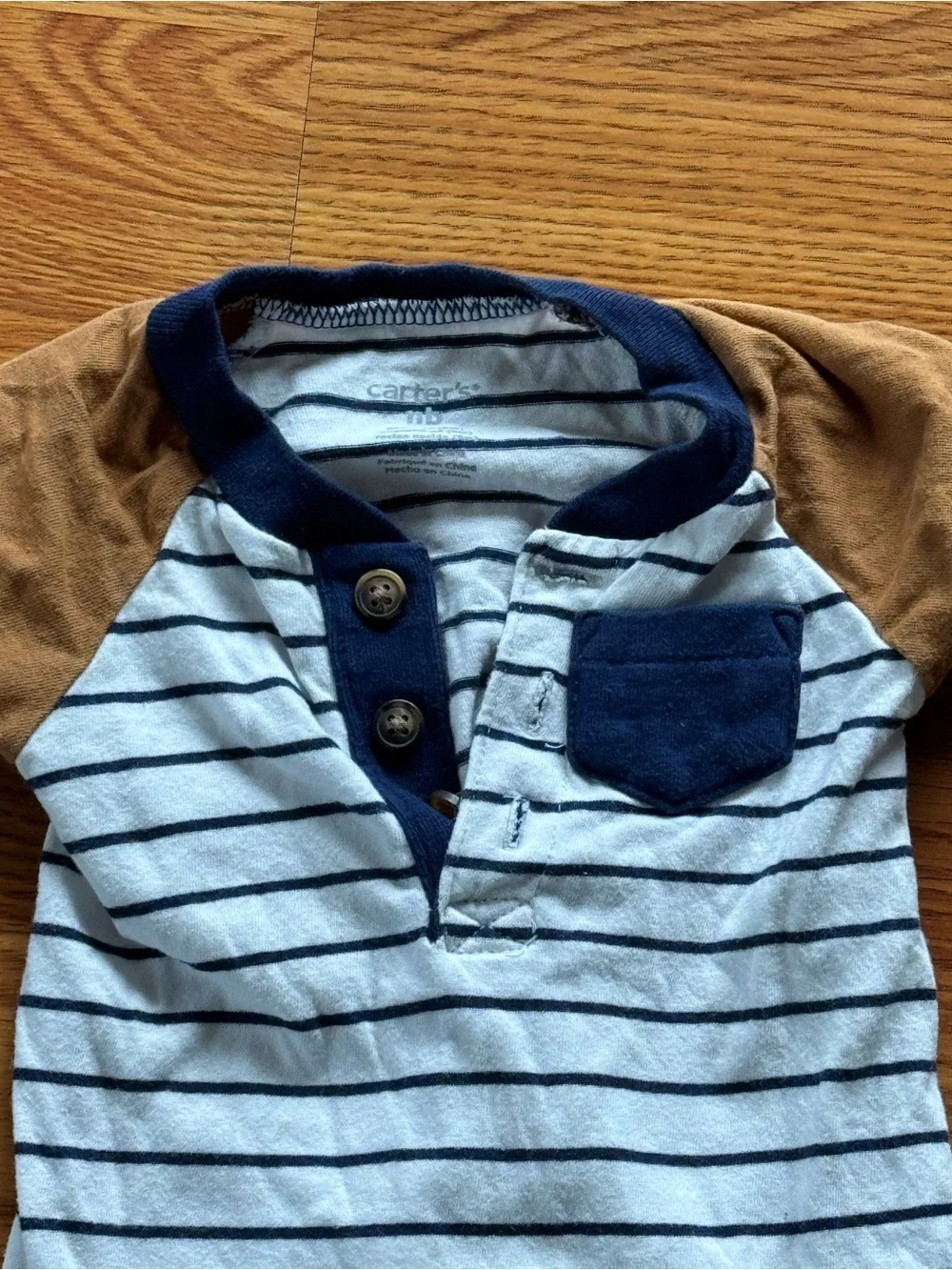 Carter's Navy, White & Tan Striped Baby One-Piece Bodysuit